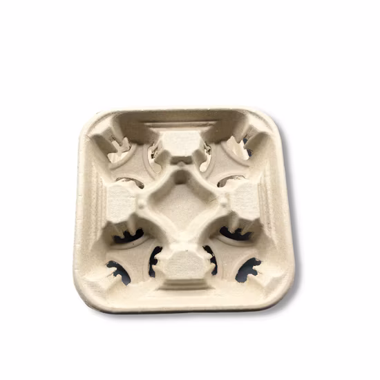 Disposable 4 Cup Carry Trays Takeaway Carrier Cup Holders Moulded Pulp for Hot Tea, Coffee or Cold Drinks