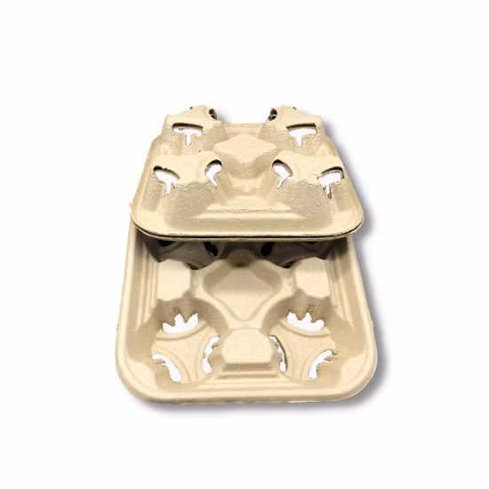 Disposable 4 Cup Carry Trays Takeaway Carrier Cup Holders Moulded Pulp for Hot Tea, Coffee or Cold Drinks