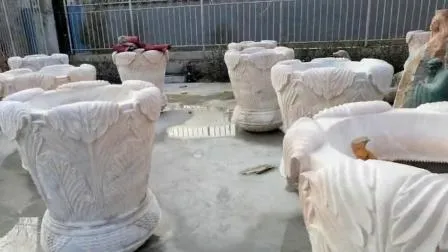 Factory Hand Carved Stone Large Garden Urns Planters Pot Marble Relief Flowerpot with Roman Statue 