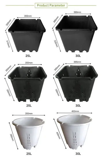 25L 30L 5 Gallon Outdoor Greenhouse Garden Flower Blueberry Black White Round Square Nursery Large Plastic Plant Pot for Sale 