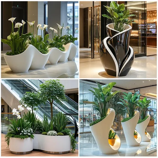 Outdoor Fiberglass Garden Flower Pot Planter Decorative Large Boxes Planter Decorative 