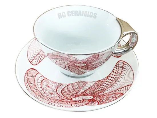 Mirror Anamorphic Cup and Saucer 