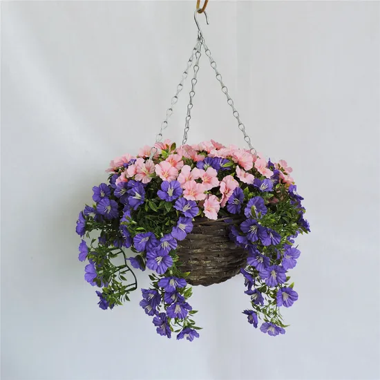 D35X25cm Artificial Garden Decoration Flower Hanging Basket 