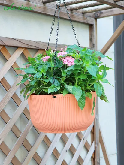 Factory Directly Sale High Quality PP Traditional Hanging Basket with Hanger Plastic Flower Pot Plant Pot Garden Planter