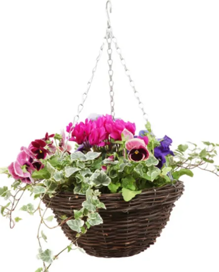 Country Rattan Hanging Planter Basket Rustic Rattan Hanging Basket 