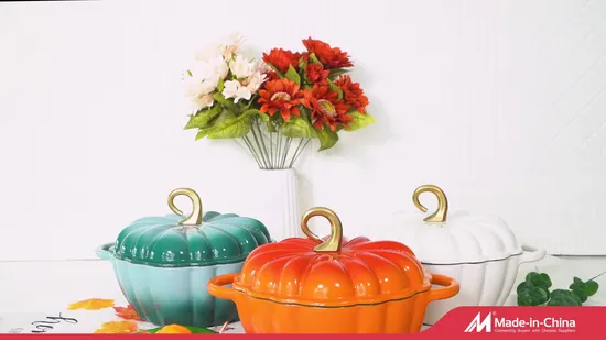 3.8 Qt Christmas Gifts Nonstick Pumpkin Enamel Cast Iron Cooking Casserole Pumpkin Pot with Lid and Knob 