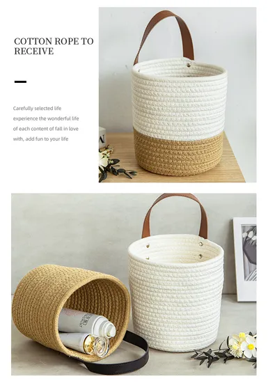 Long Rope Hanging Plant Flower Baskets Storage Baskets Cotton Home Foldable 
