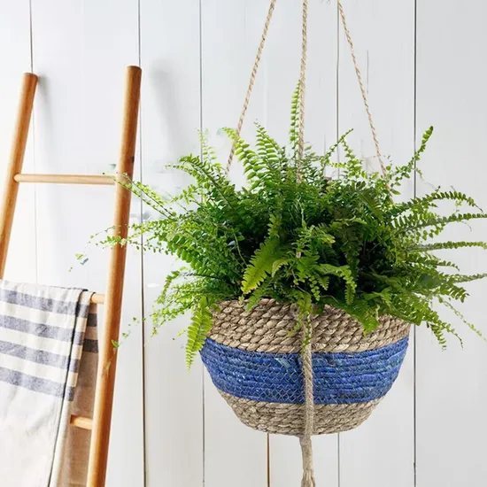 Handmade Round Seagrass Flower Pot Plant Hanging Baskets for Plants Outdoor 