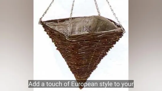 Black Rattan Hanging Triangle Decorative Wicker Vine Basket for Flower and Garden 