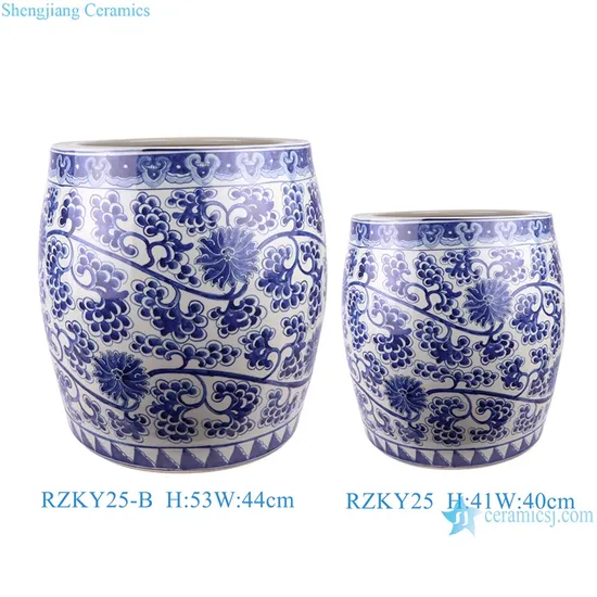 Jingdezhen Porcelain Blue and White Contending Colors Fish Lines and Patterns Dragon Design Ceramic Garden Planter Flower Pot 